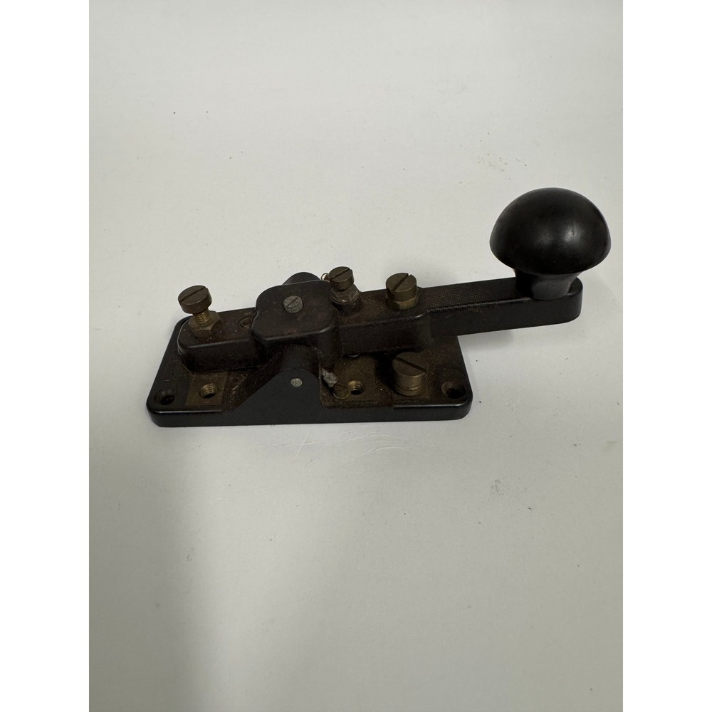 Vintage ZA 6929 Morse Code Controller Telegraph Key Black Bakelite Brass Radio